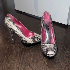Silver snake skin heels